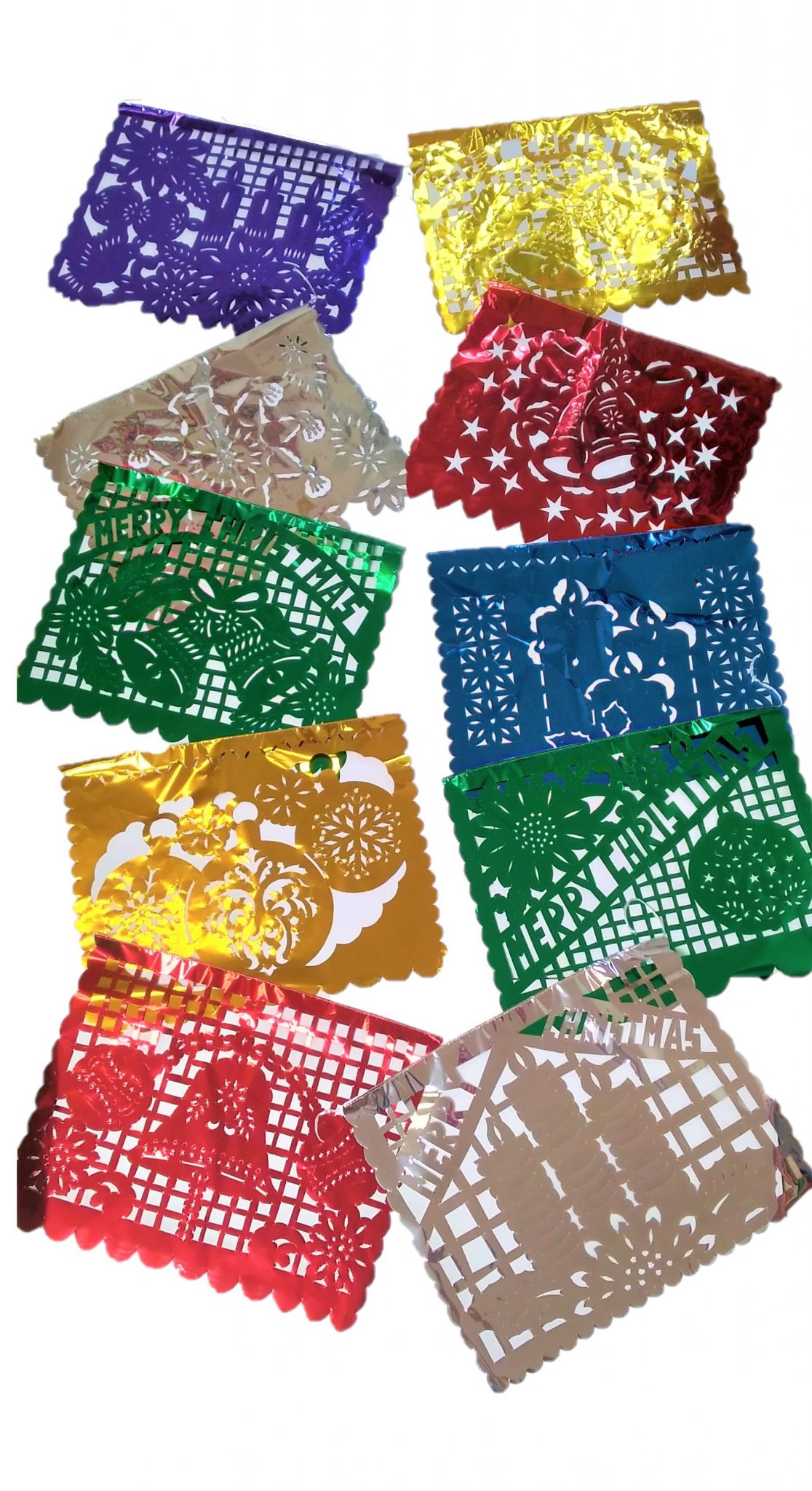 Papel Picado Banners Xl Christmas Metallic — Fandango Trading Mexican Folk Art 0928